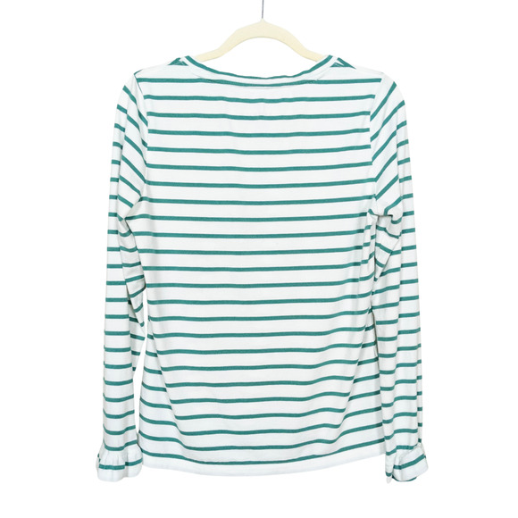 RENWICK Ivy Green White Striped Ruffle Long Sleeve Golf Tee Women's Medium - Picture 2 of 5